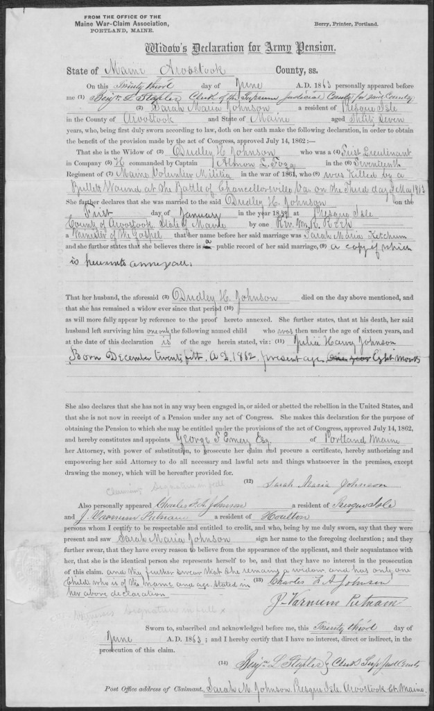 Sarah Marie Johnson's pension application
