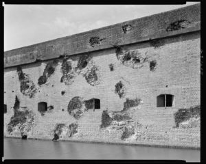 Some of the exterior damage at Fort Pulaski